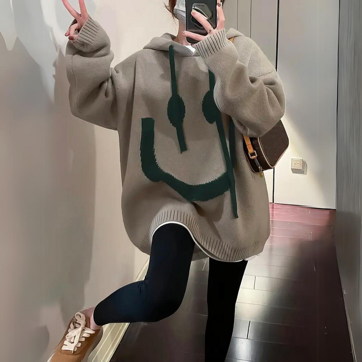 Smiley - Oversized Knit Hoodie