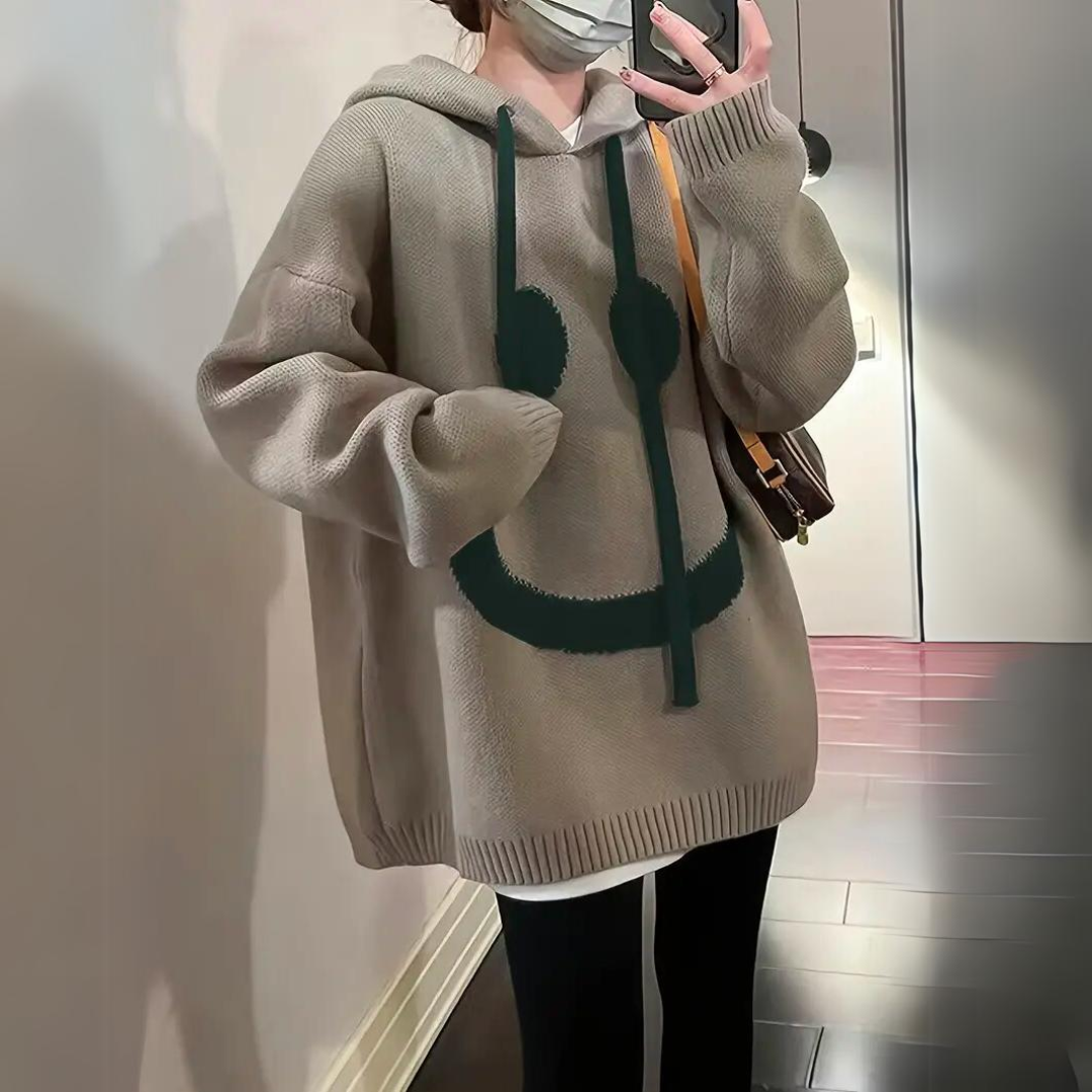 Smiley - Oversized Knit Hoodie