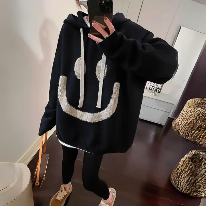 Smiley - Oversized Knit Hoodie