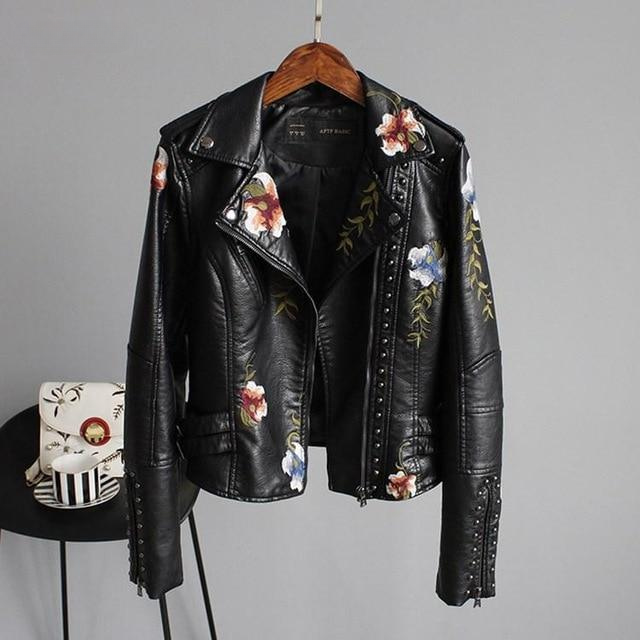 Jasmine - Floral Leather Jacket