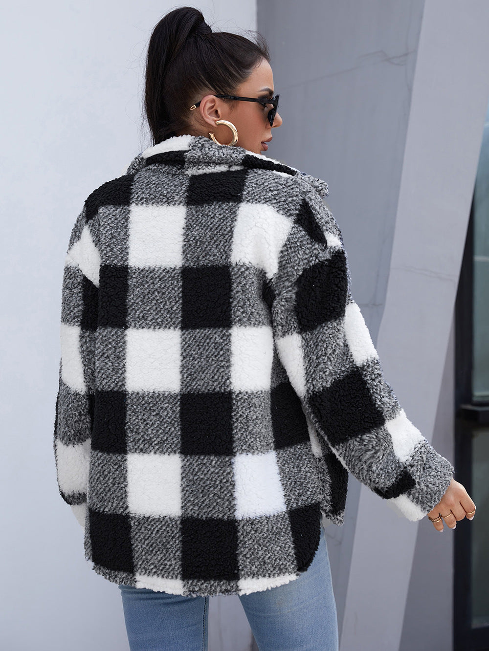 Layla - Cozy Fleece Plaid Jacket