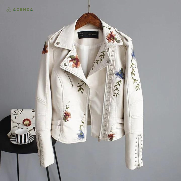 Jasmine - Floral Leather Jacket