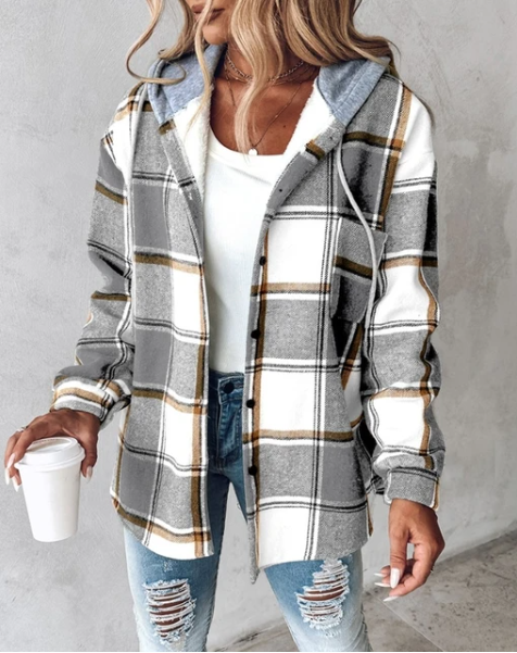 Anna - Plaid Hooded Overshirt