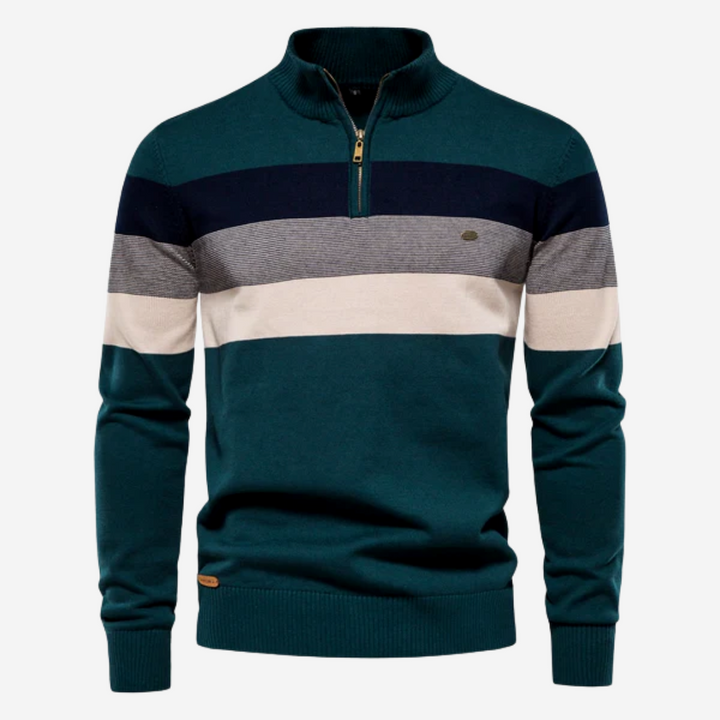 Ryan - Striped Zip Neck Jumper