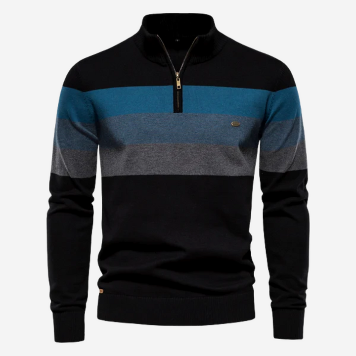 Ryan - Striped Zip Neck Jumper