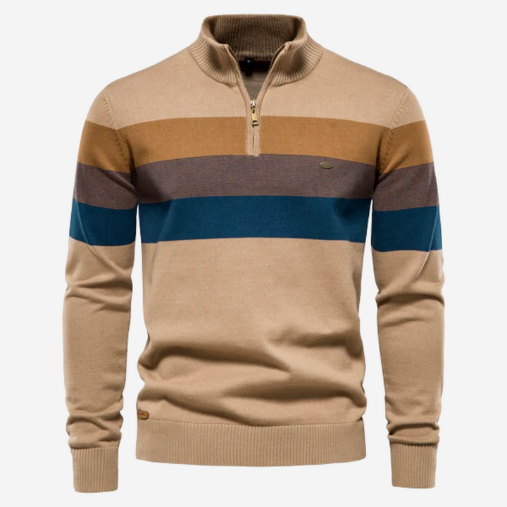 Ryan - Striped Zip Neck Jumper