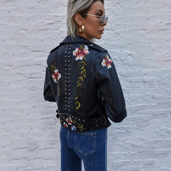 Jasmine - Floral Leather Jacket