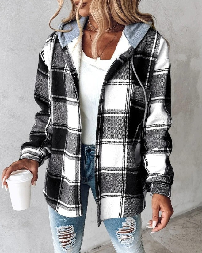 Anna - Plaid Hooded Overshirt