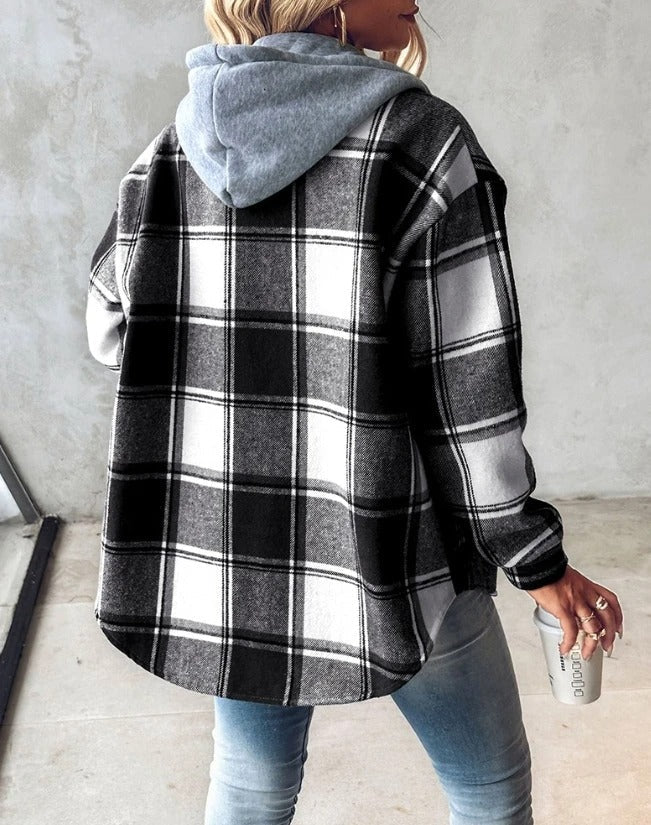 Anna - Plaid Hooded Overshirt