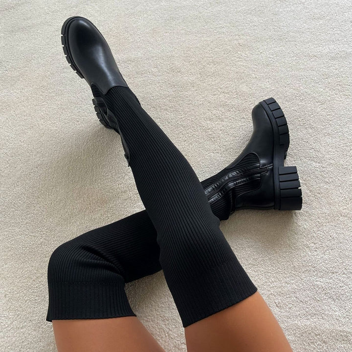 Leah - Knitted Thigh High Boots