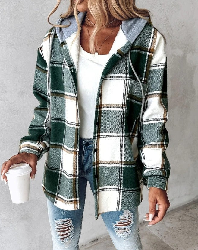 Anna - Plaid Hooded Overshirt