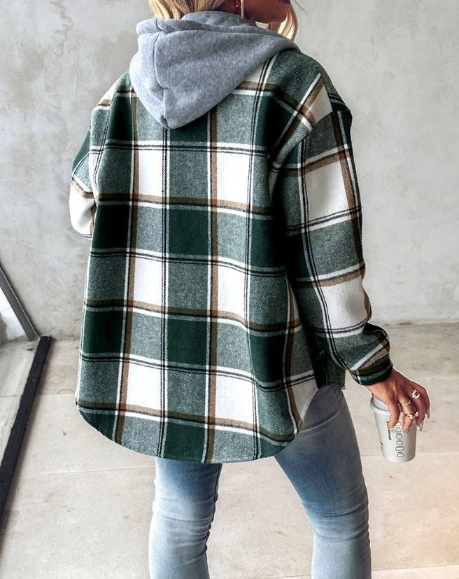 Anna - Plaid Hooded Overshirt